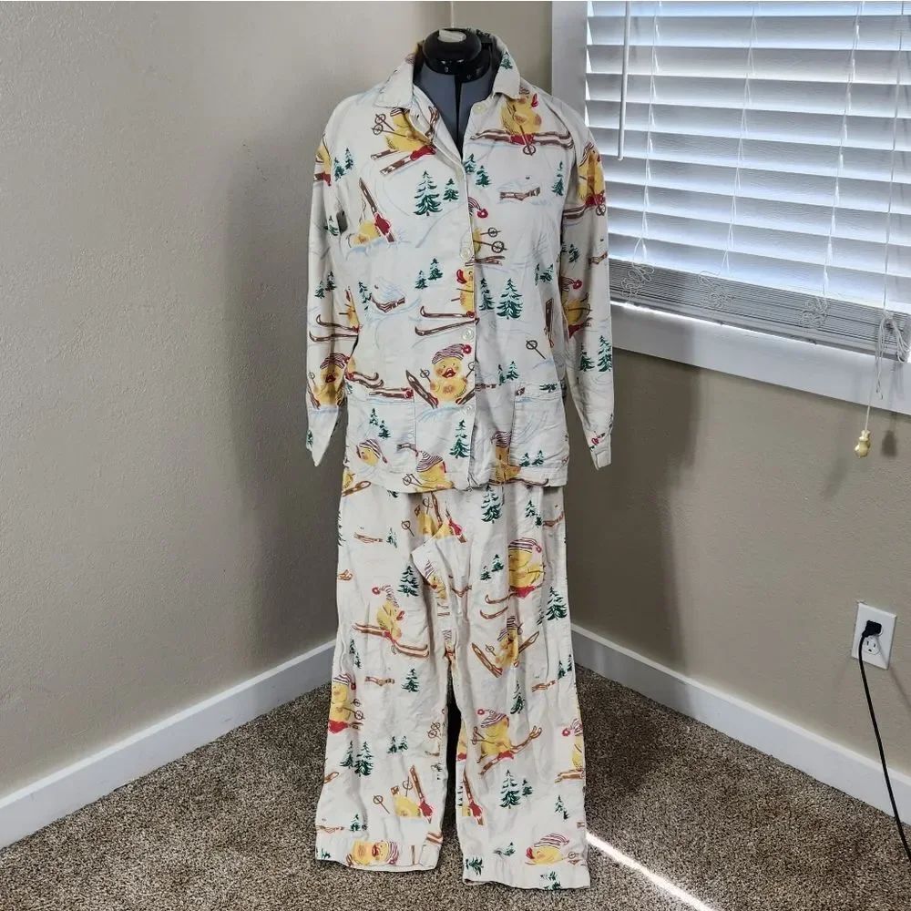 Nick & Nora Pajamas Ducks Sledding Y2k Pajamas Size L
